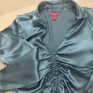 GUESS Women's Satin Blouse - Chic Gray